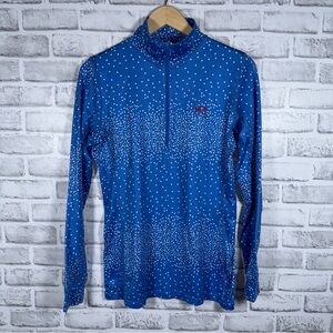 Kari Traa Womens Medium Blue 1/4 Zip Pullover Polka Dot Athletic Top